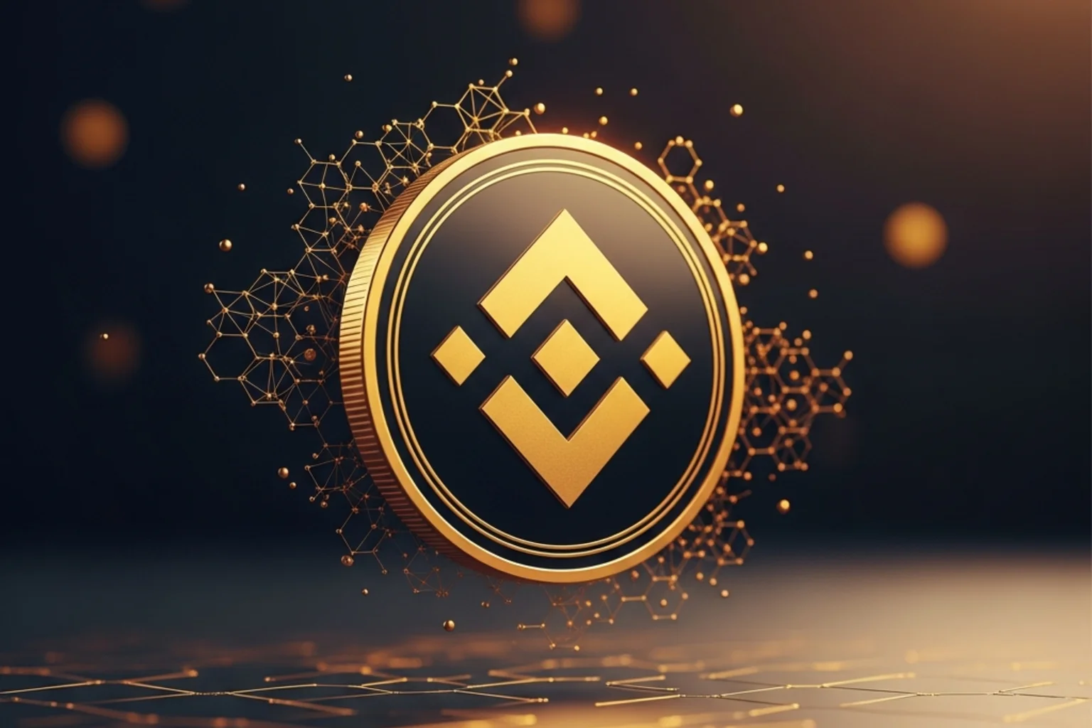 Rombo BNB abstracto sobre red BNB Smart Chain estilizada
