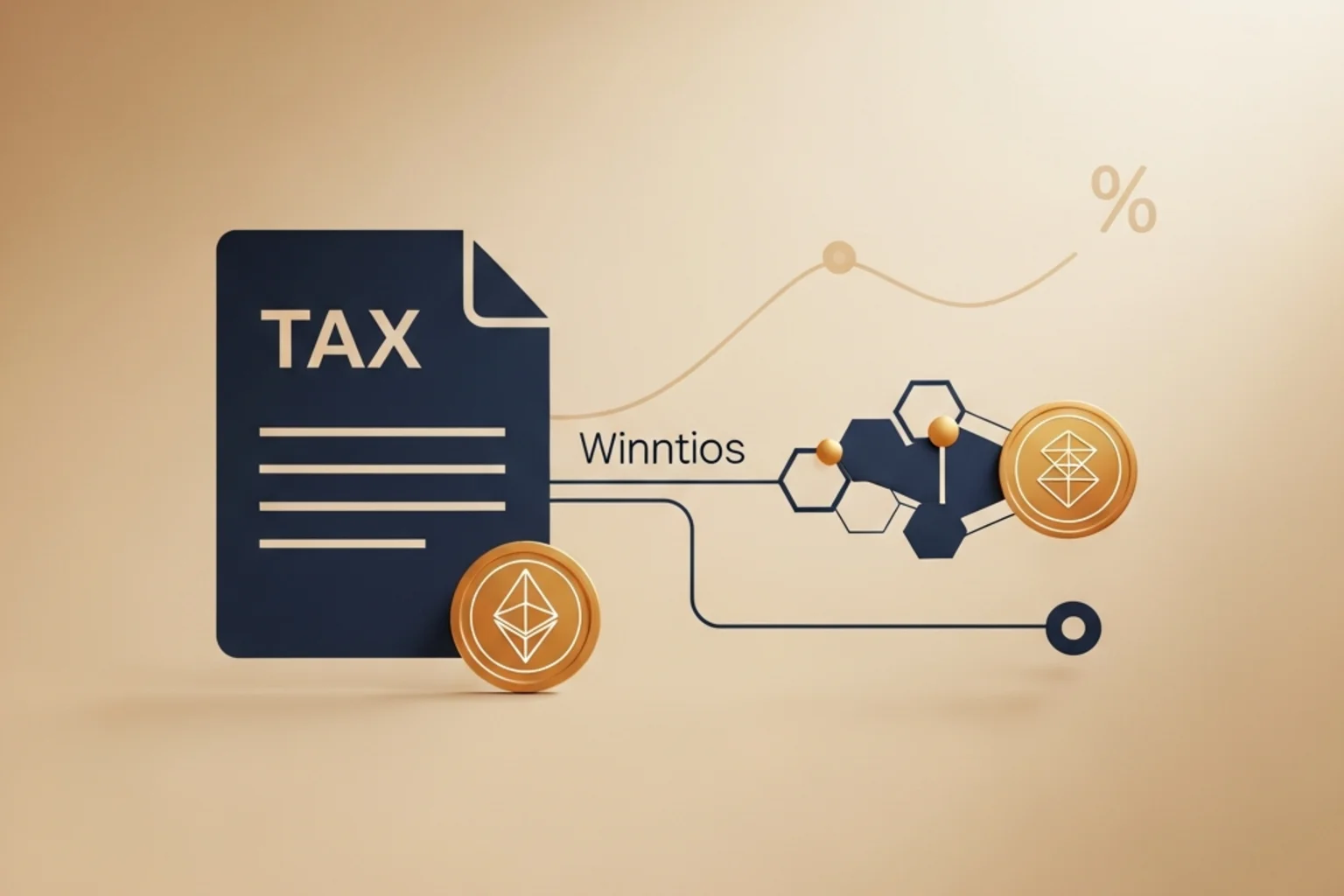 Documento fiscal con elementos cripto y símbolo de cálculo